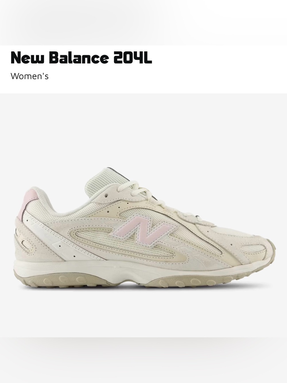 New Balance Women's 204L Cream with Light Pink Accent Sneakers 8.5